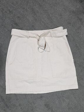1. State Cream Mini Skirt with D-Ring Belt